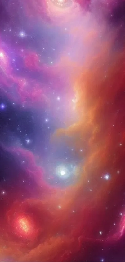 Colorful cosmic galaxy wallpaper with stars and nebulae.