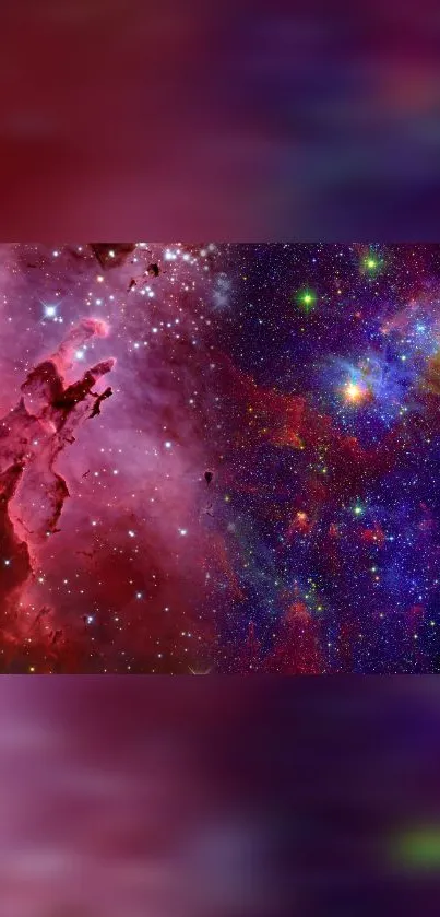 Vibrant galaxy wallpaper with nebulae and stars.