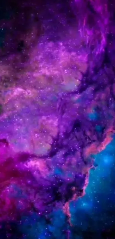 Mesmerizing purple and blue cosmic galaxy wallpaper.