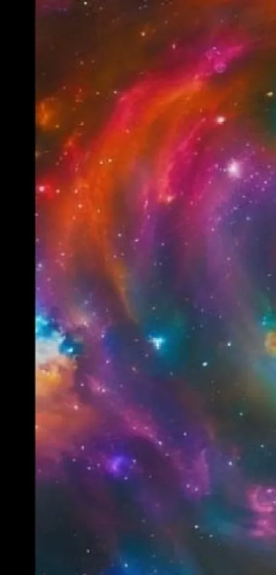 Colorful cosmic galaxy wallpaper with stars.