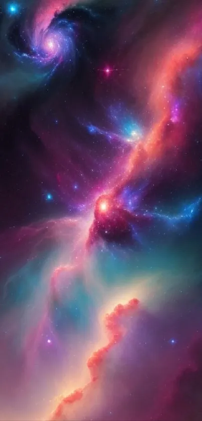 Colorful galaxy wallpaper with vibrant nebula and stars.