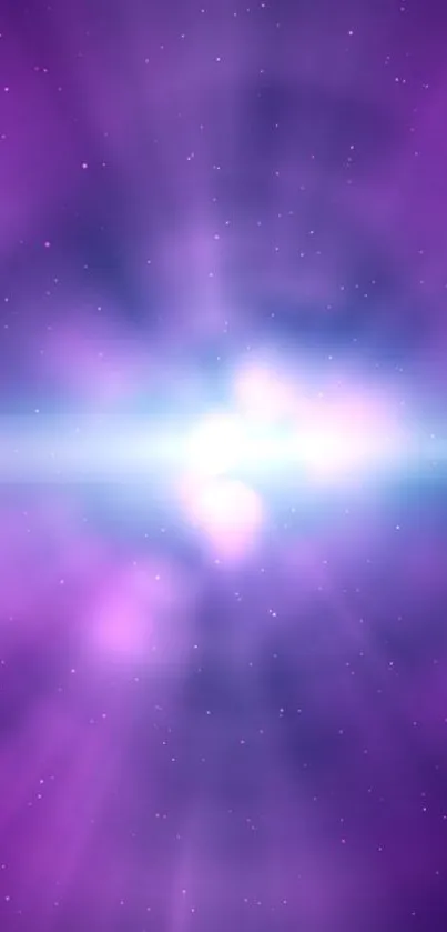 Vibrant purple and pink cosmic glow wallpaper with stars and nebula.