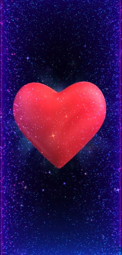 Red heart with cosmic starry background wallpaper.