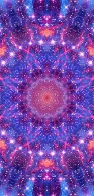 Vibrant cosmic kaleidoscope wallpaper with galaxy-inspired colors.