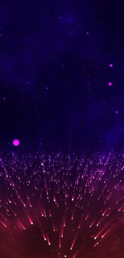 A cosmic scene with vibrant pink and purple lighting effects.