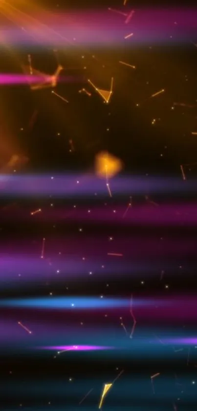 Colorful cosmic light streaks wallpaper for mobile.