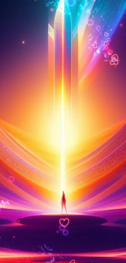 Abstract cosmic light wallpaper with vibrant orange hues.