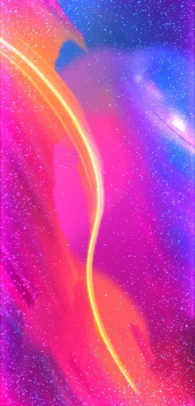 Vibrant cosmic mobile wallpaper with neon and celestial colors.