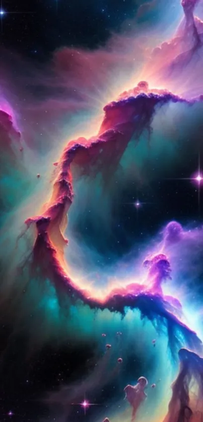 Colorful cosmic nebula art with vibrant hues of purple, pink, and blue.