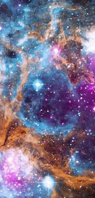 Colorful cosmic nebula with stars in vibrant hues.