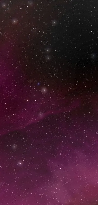 Vibrant cosmic nebula wallpaper with purple hues and starry night sky.