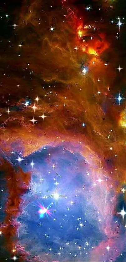 Vibrant nebula with stars in space.