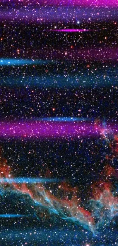 Vibrant cosmic nebula with colorful stars filling the night sky on this wallpaper.