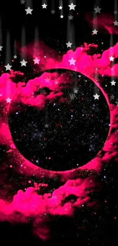 Pink cosmic clouds with starry sky wallpaper