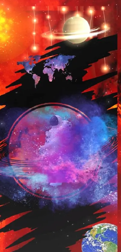 Stunning cosmic wallpaper with planets and vibrant space art design.