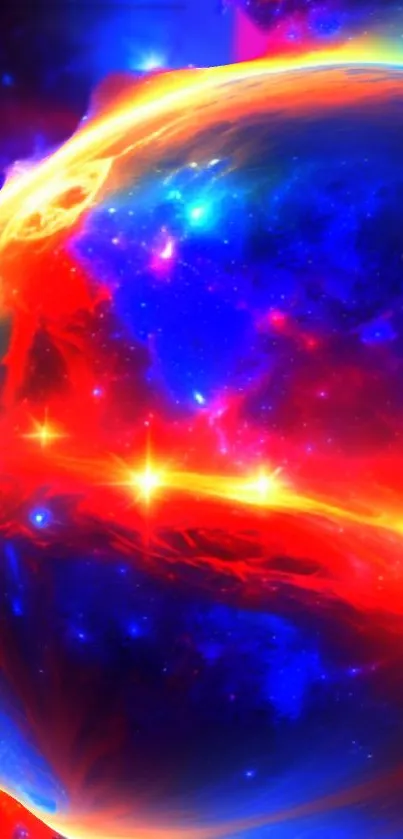 Vibrant cosmic planet wallpaper with bright colors and space themes.