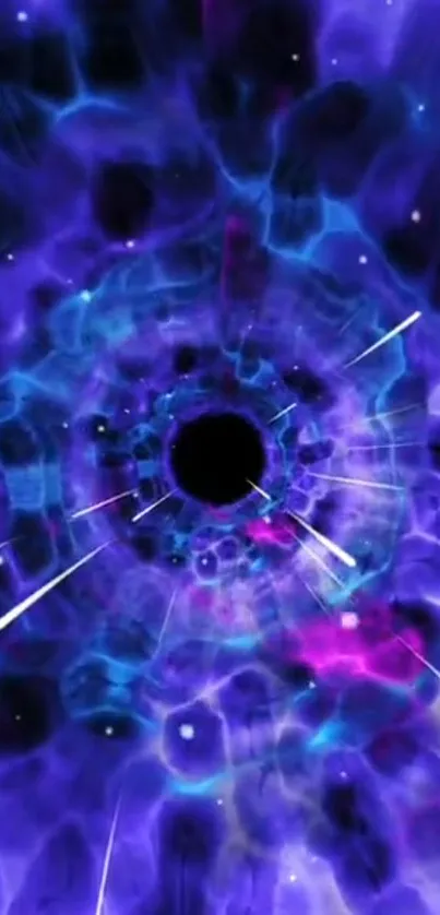 Cosmic portal wallpaper with vibrant purple hues and blue accents.