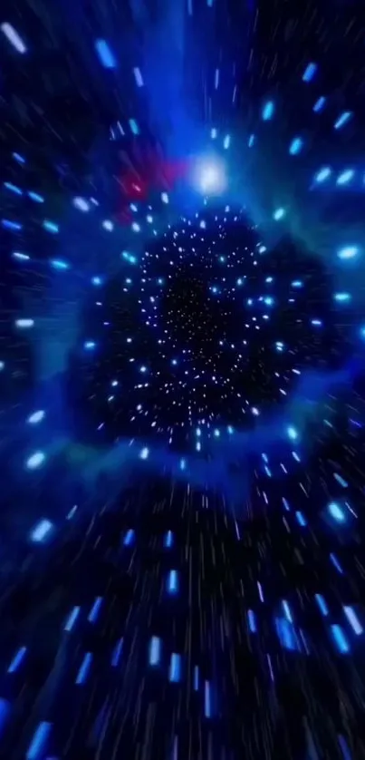 Vibrant cosmic space vortex with stars in blue hues.