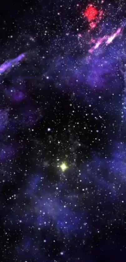 Cosmic space wallpaper with stars and nebula on a dark indigo background.