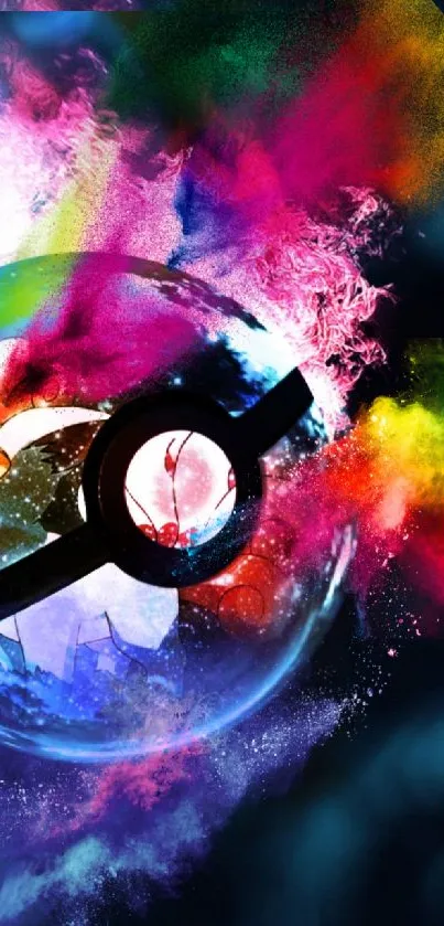 Colorful cosmic sphere wallpaper with vibrant hues for phones.