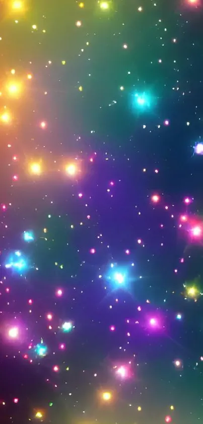 Vibrant cosmic starscape wallpaper with colorful stars.
