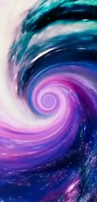 Vibrant cosmic swirl with purple and blue hues creating an abstract pattern.