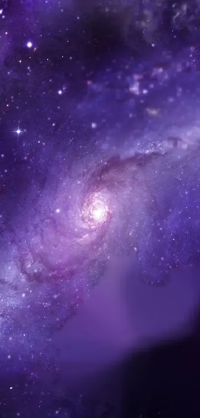 Vibrant purple cosmic swirl wallpaper for mobile.