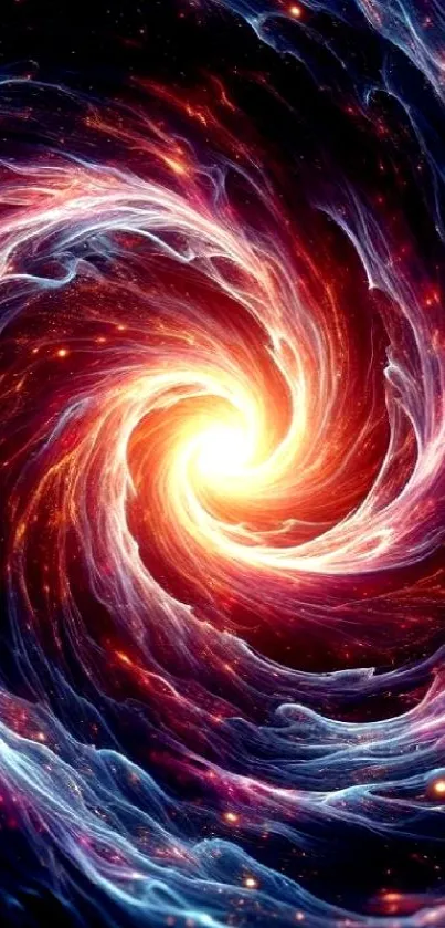 Vivid cosmic swirl mobile wallpaper with bright colors.