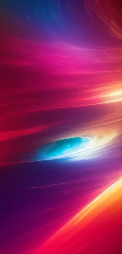 Vibrant cosmic swirl wallpaper featuring pink and orange hues.