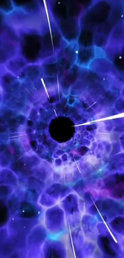 Dynamic purple cosmic vortex wallpaper on mobile screen.