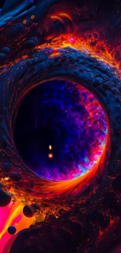 A stunning cosmic vortex wallpaper with vibrant colors, perfect for mobile backgrounds.