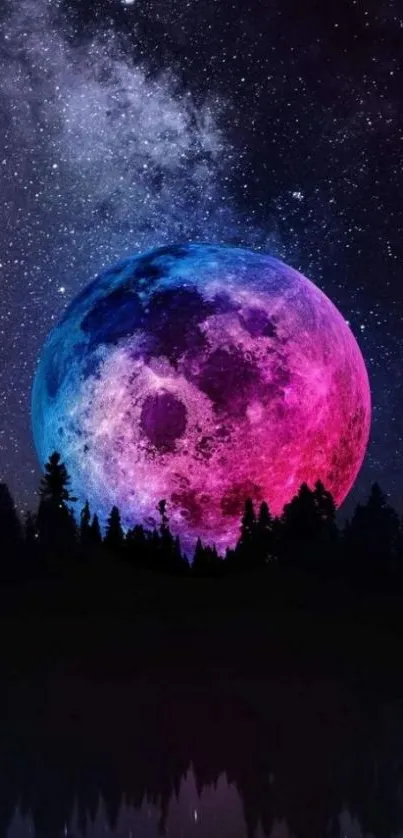 Colorful moon and starry sky mobile wallpaper.