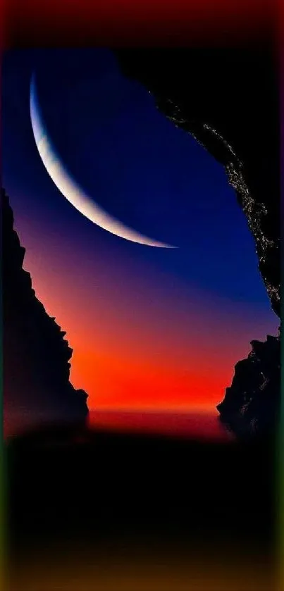 Vibrant Crescent Night Sky Live Wallpaper