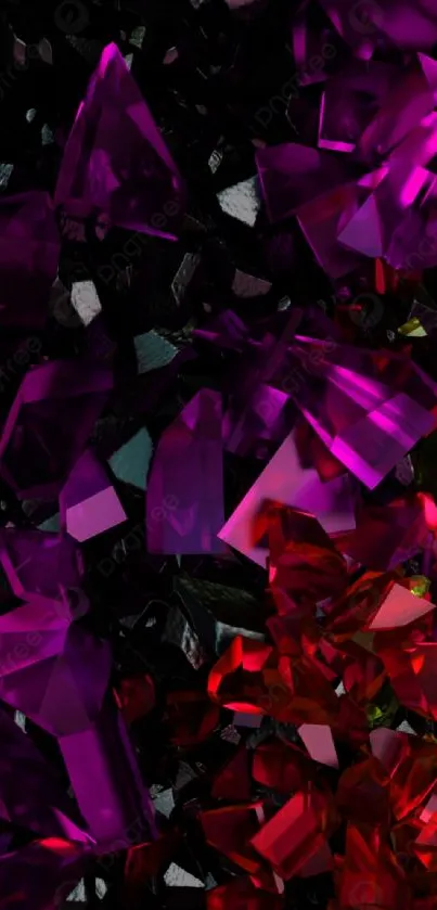 Vibrant purple and red crystal abstract wallpaper for mobile.