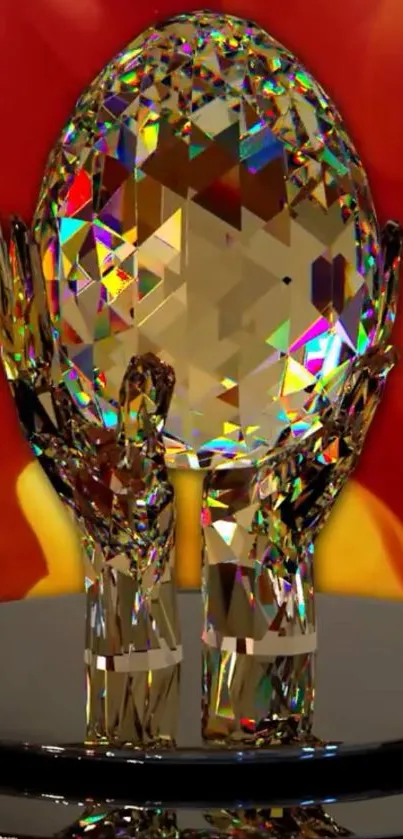 Intricate crystal art with vibrant colors.