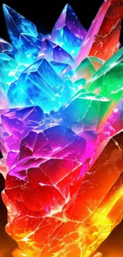 Colorful crystal wallpaper with vibrant rainbow shades.