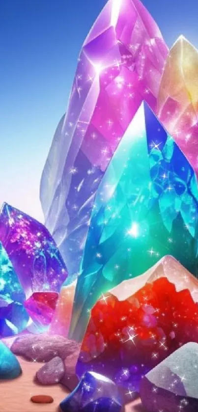 Vibrant crystal wallpaper with colorful, sparkling gems.