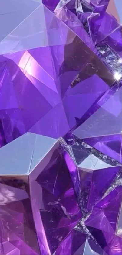 Purple crystal gemstone wallpaper with vibrant shine.