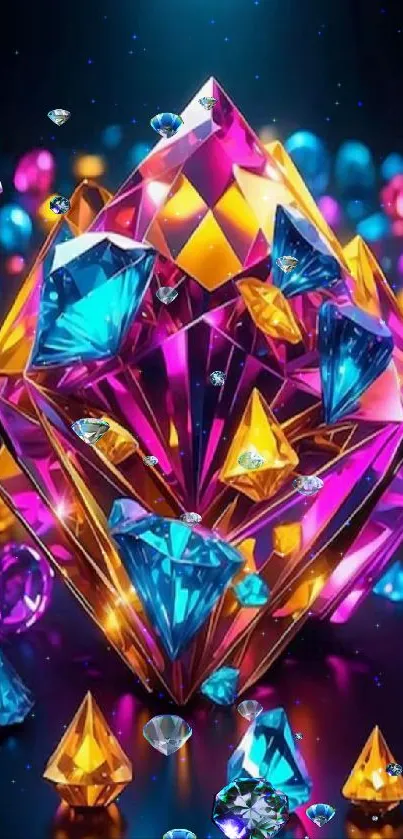 Vibrant colorful crystal gemstone artwork.