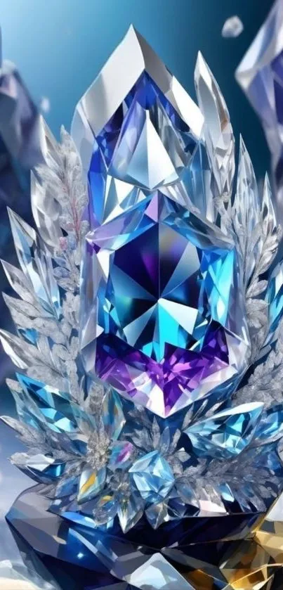 Vibrant abstract gemstone crystal artwork.