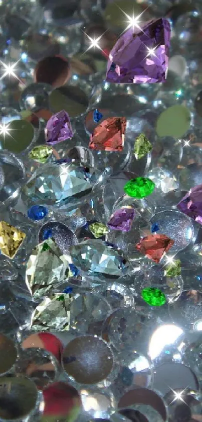 Mobile wallpaper with vibrant, sparkling gemstones and crystals.