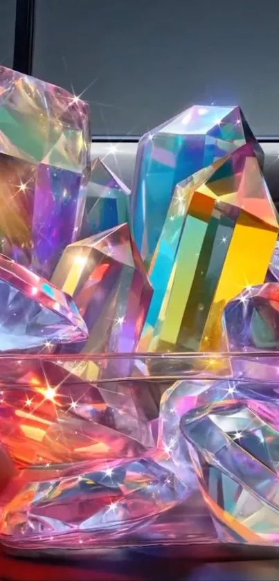 Multicolored vibrant crystal gemstones in a mesmerizing artistic display.