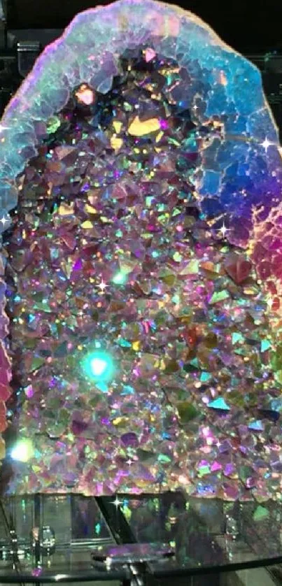 Colorful and shiny geode crystal wallpaper.