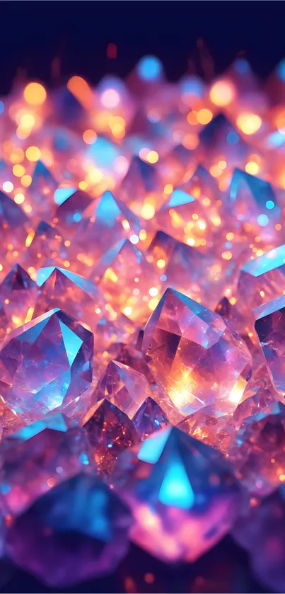 Vibrant and colorful crystal glow wallpaper for mobile background.