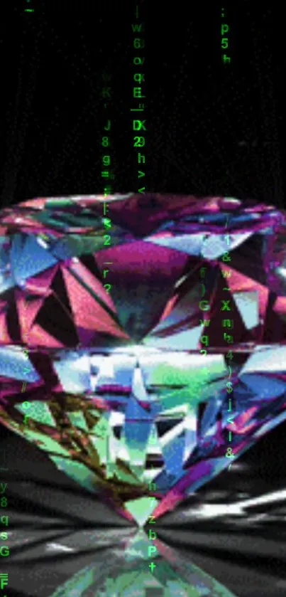 Multicolored crystal with a digital matrix backdrop.