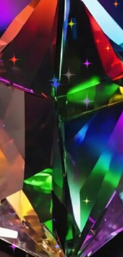 Colorful prism crystal with rainbow hues.