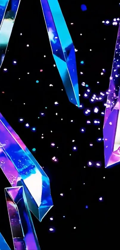 Vibrant and colorful crystal prism wallpaper with blue and purple hues.