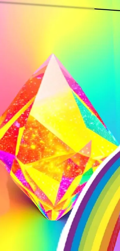 Vibrant rainbow crystal mobile wallpaper.