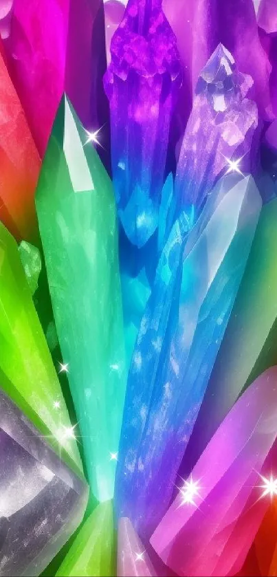 Colorful crystal wallpaper with vibrant rainbow hues.