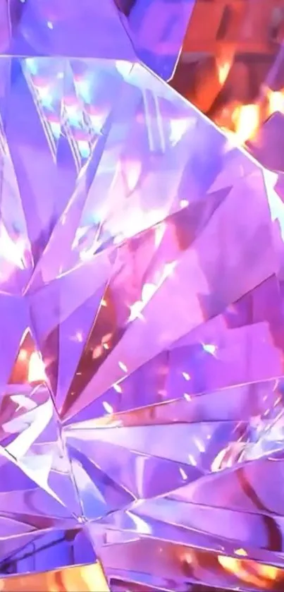 Vibrant crystal reflections in purple and orange hues.